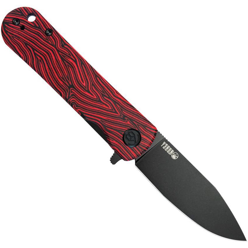 Cuchillo NEO RED EDC con mango rojo y negro y filo liso