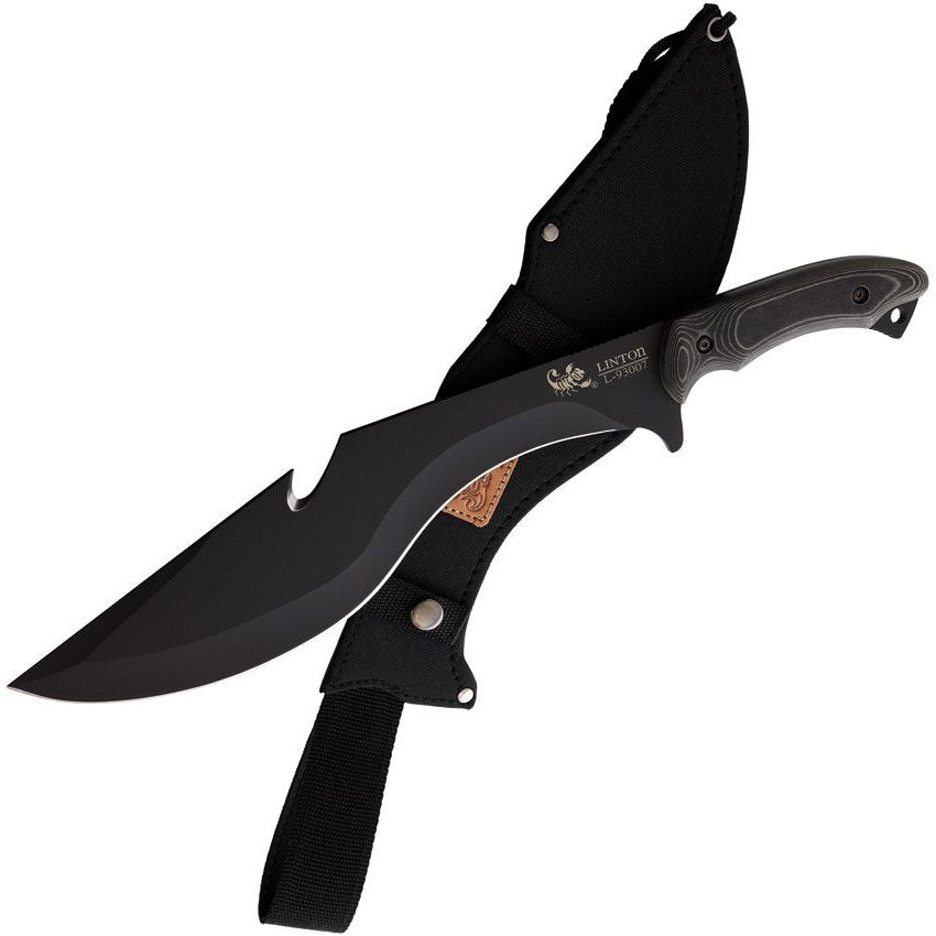 Machete LINTON kukri fulltang con cutter en el lomo y funda de nylon