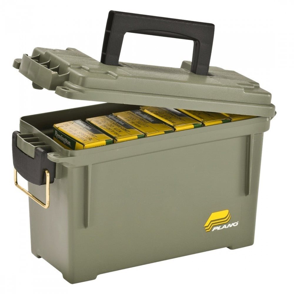 Caja de munición PLANO para .30 cal, plástico verde, posibilidad de cierre