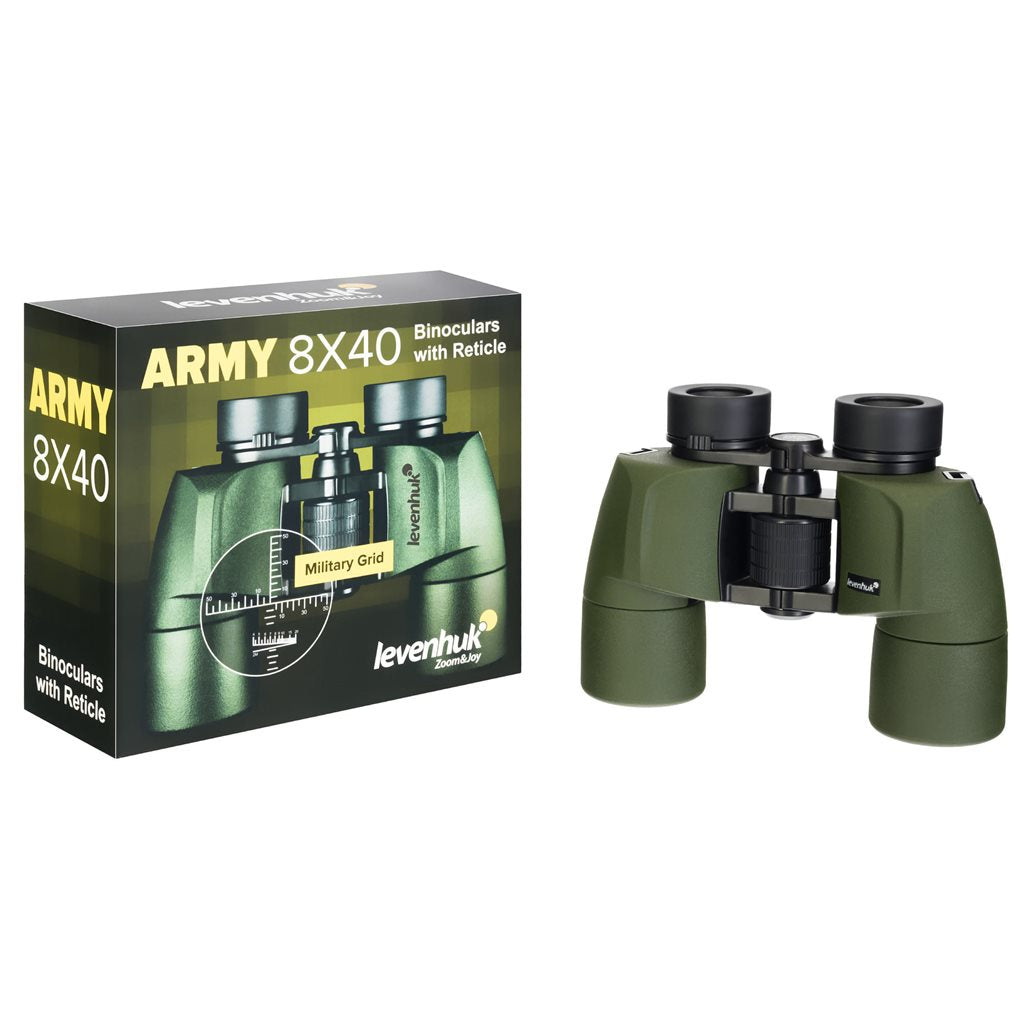 Prismáticos binoculares ARMY verdes 8x40 con retícula y telémetro