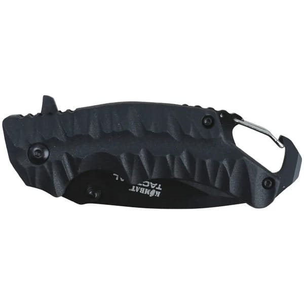 Cuchillo plegable ELITE GATOR negro con mosquetón integrado, compacto