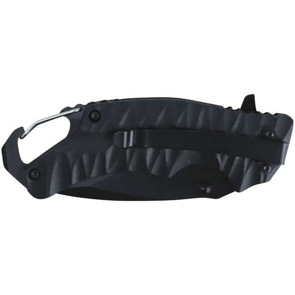 Cuchillo plegable ELITE GATOR negro con mosquetón integrado, compacto