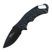 Cuchillo plegable ELITE GATOR negro con mosquetón integrado, compacto