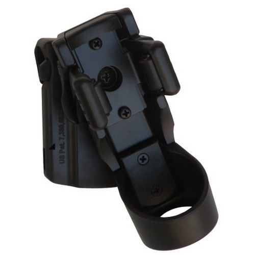 Funda giratoria de plástico para linterna 34 mm negra con cierre de seguridad