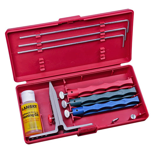 Afilador LANSKY 3 Standard con sistema de mordaza patentado y piedras codificadas por colores