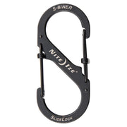 Mosquetón S con seguro, acero inoxidable, 9 cm, color negro