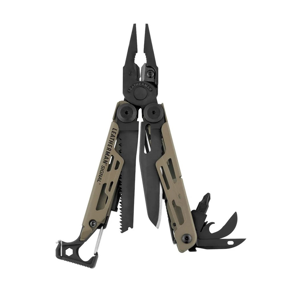 Leathermann SIGNAL multiherramientas plegable COYOTE/TAN con 19 funciones para outdoor y supervivencia
