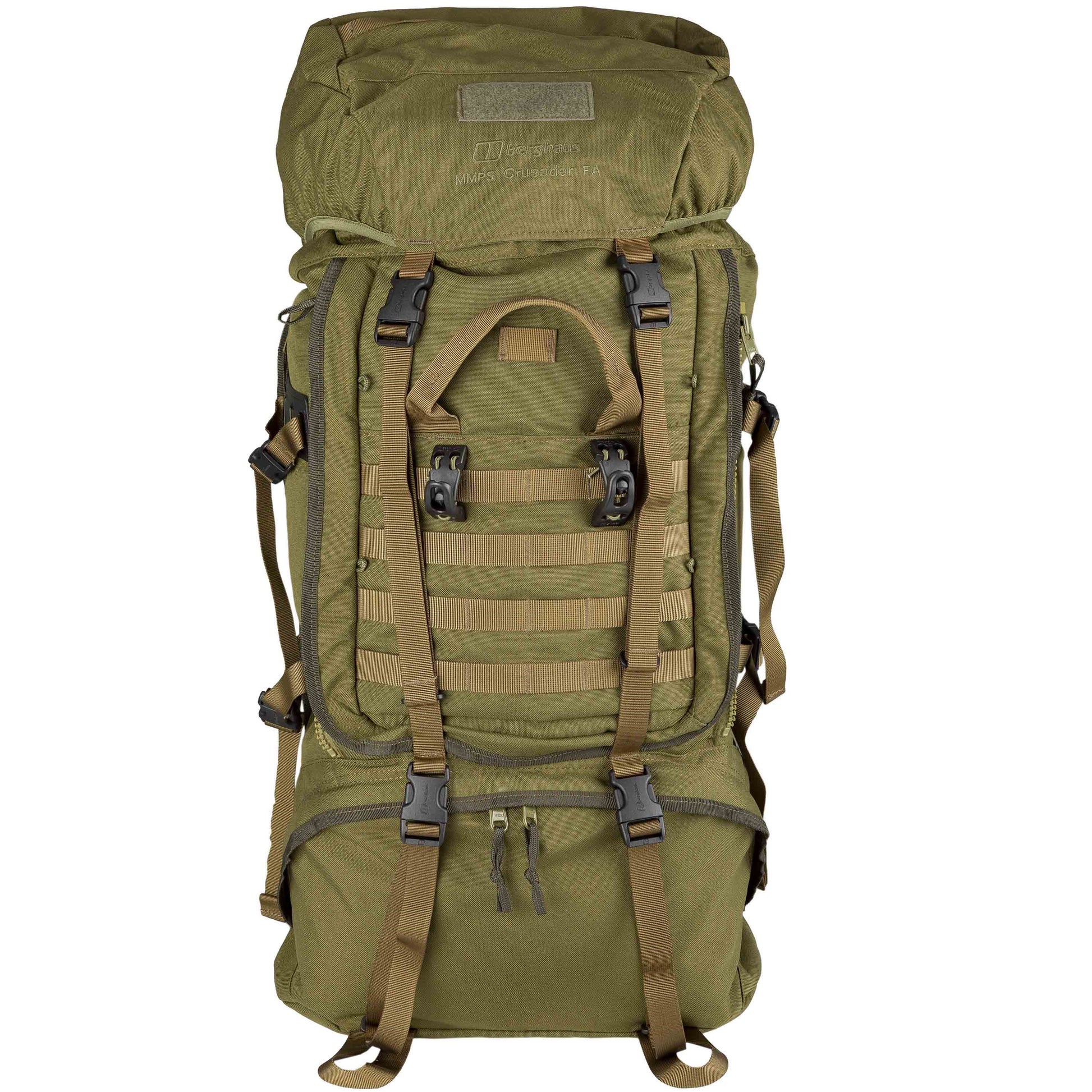 Mochila MMPS Crusader FA 90+20L verde vista frontal