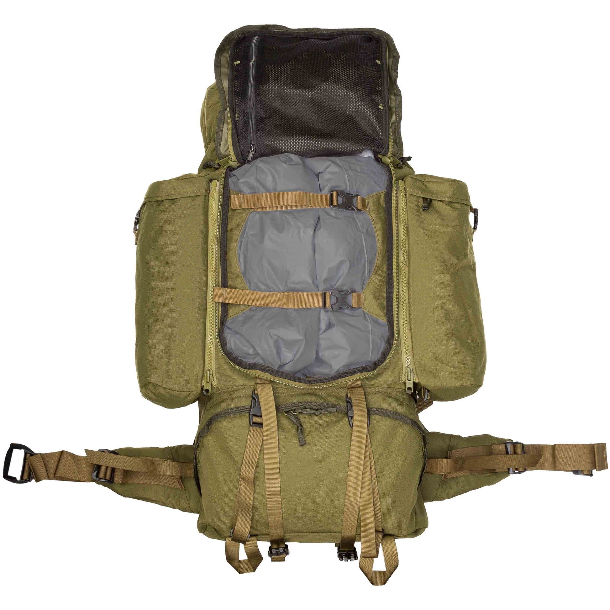 Mochila MMPS Crusader FA 90+20L verde vista frontal