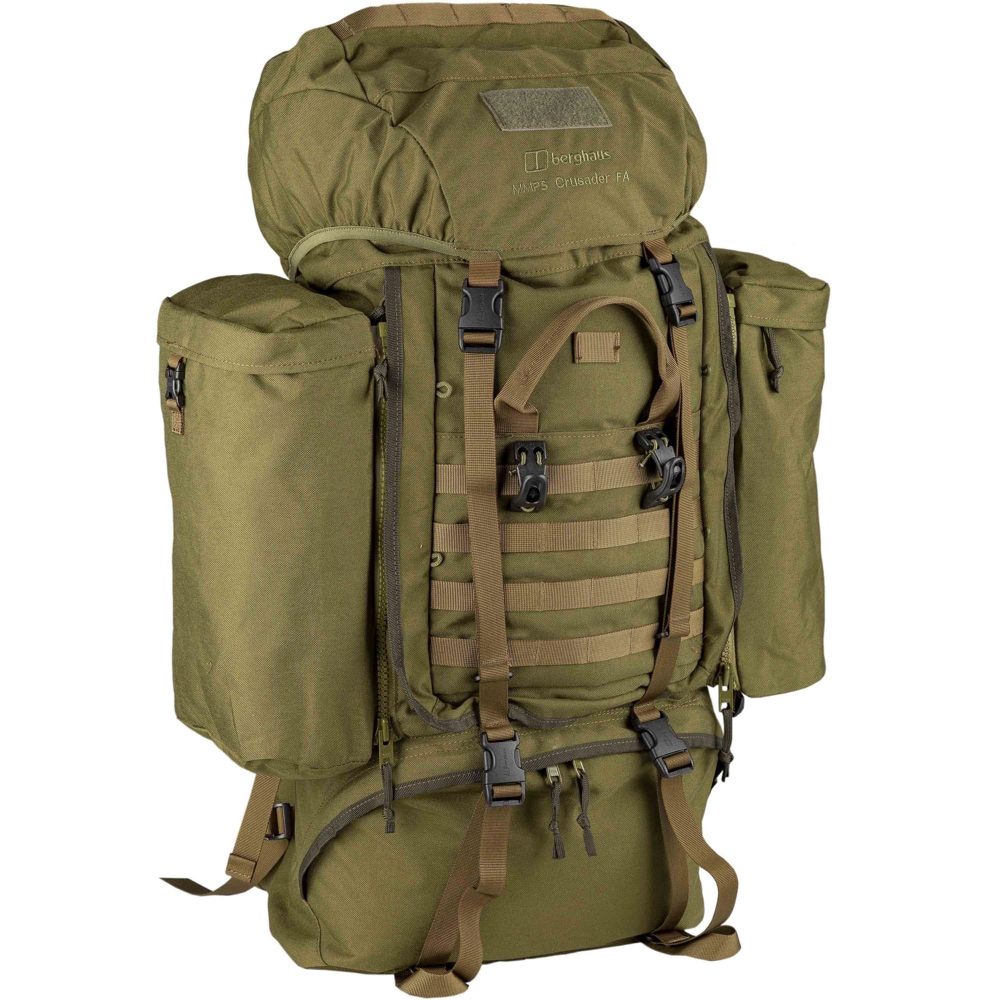 Mochila MMPS Crusader FA 90+20L verde vista frontal