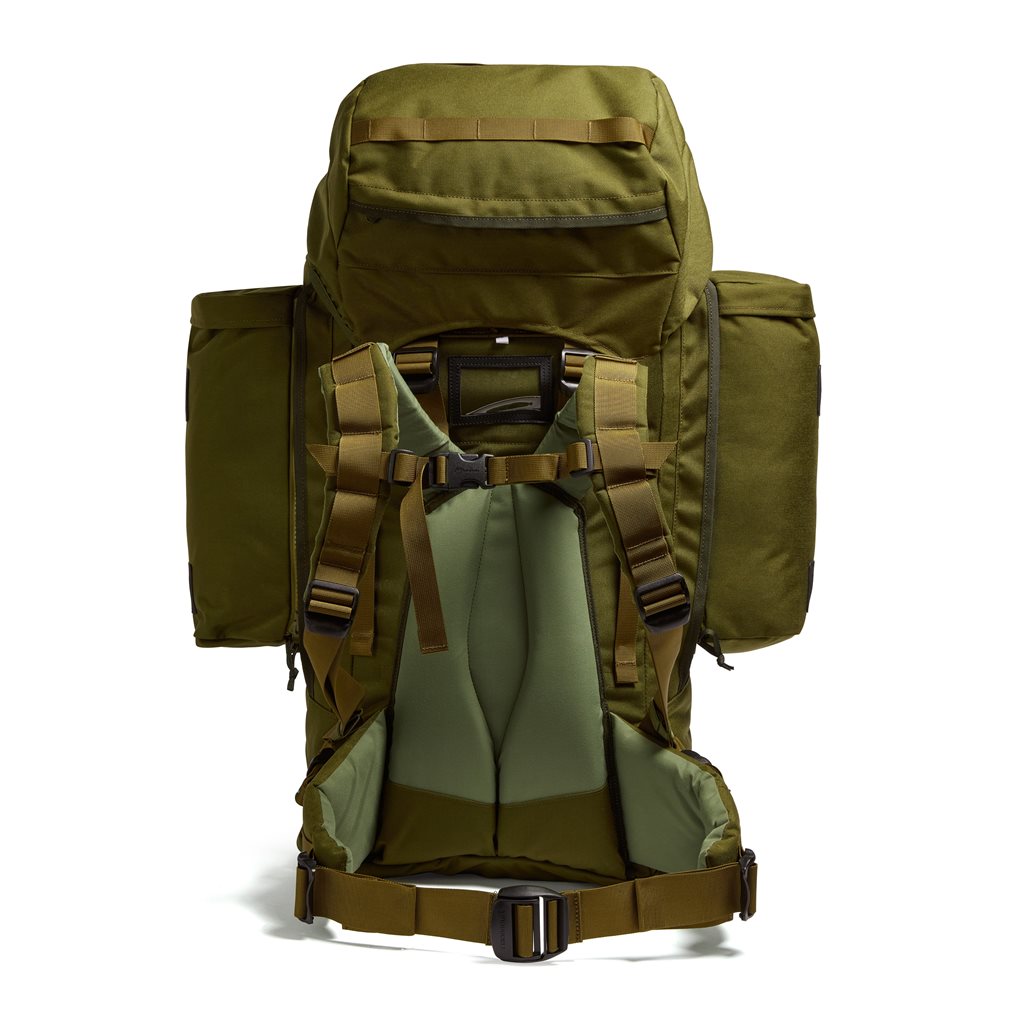 Mochila militar BERGHAUS Crusader III MMPS 90+0 L verde, apertura frontal, extremadamente resistente
