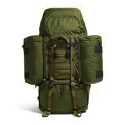 Mochila SMPS Crusader II WS FA 90+20 L verde, vista frontal con funda WS para arma larga