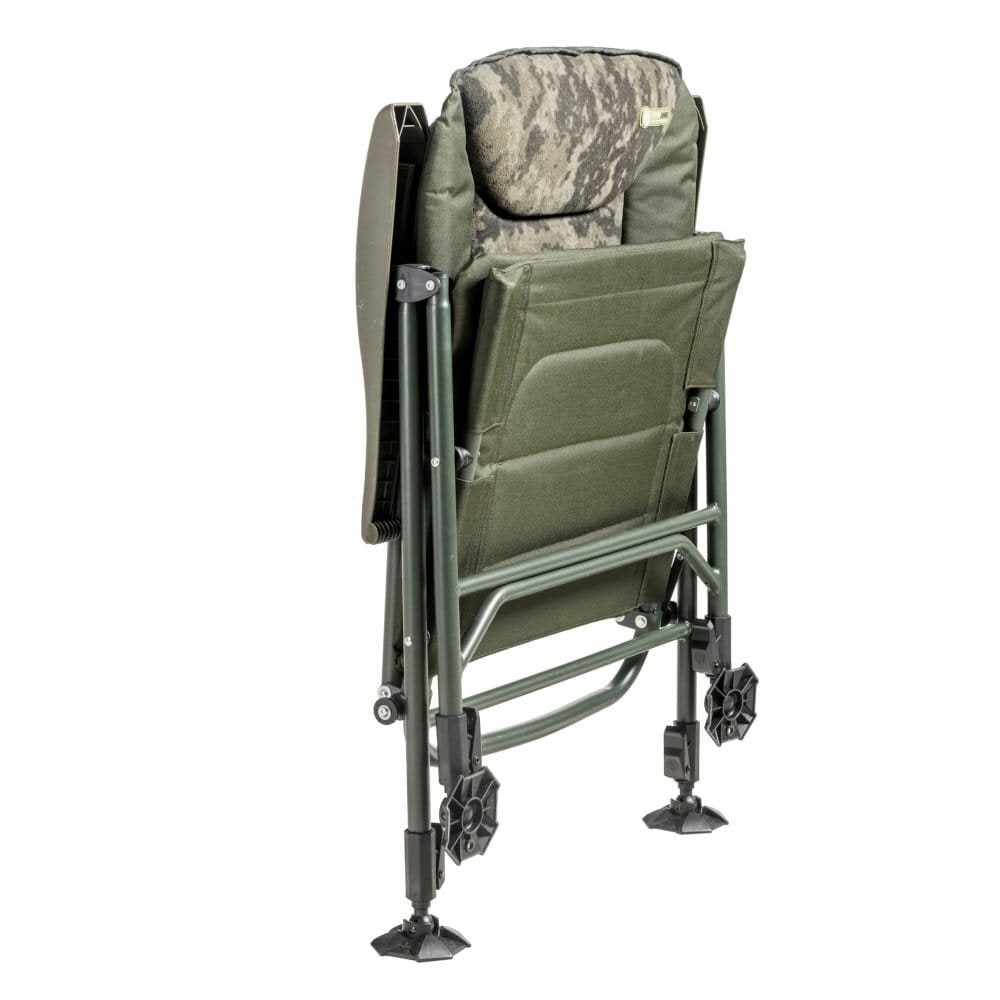 Silla reclinable CamoCODE Quattro con patas telescópicas y colchón de forro polar