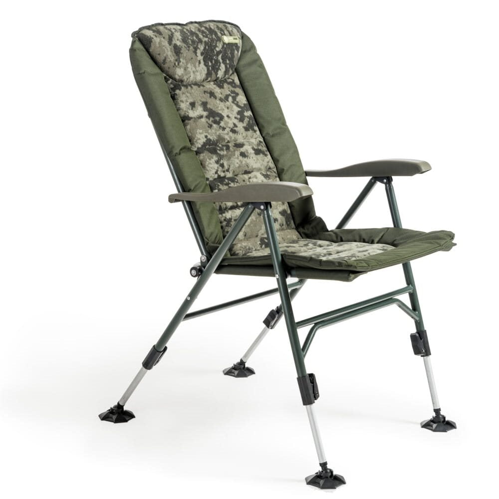 Silla reclinable CamoCODE Quattro con patas telescópicas y colchón de forro polar