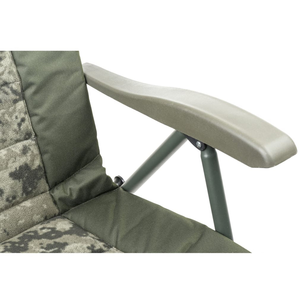 Silla reclinable CamoCODE Quattro con patas telescópicas y colchón de forro polar