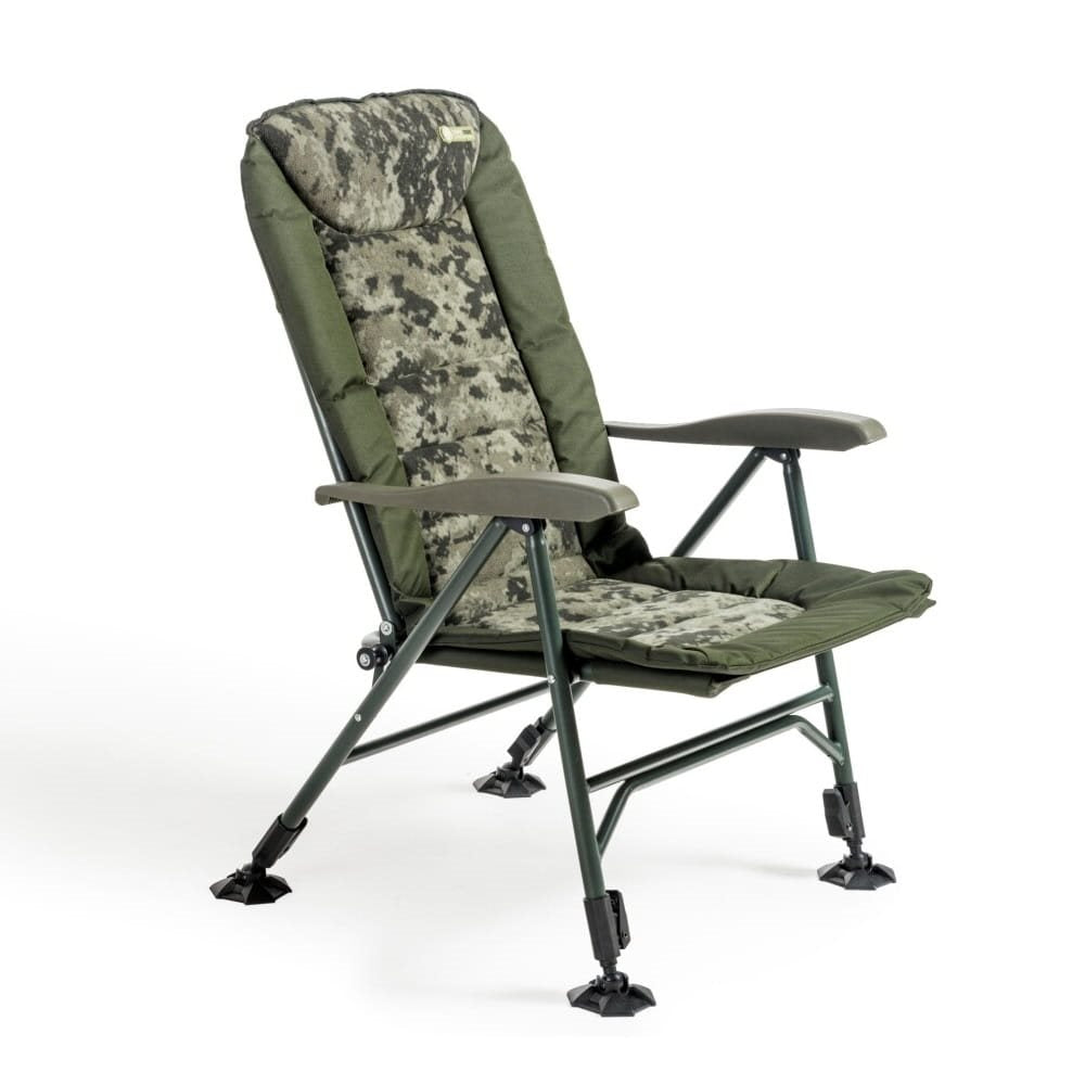 Silla reclinable CamoCODE Quattro con patas telescópicas y colchón de forro polar