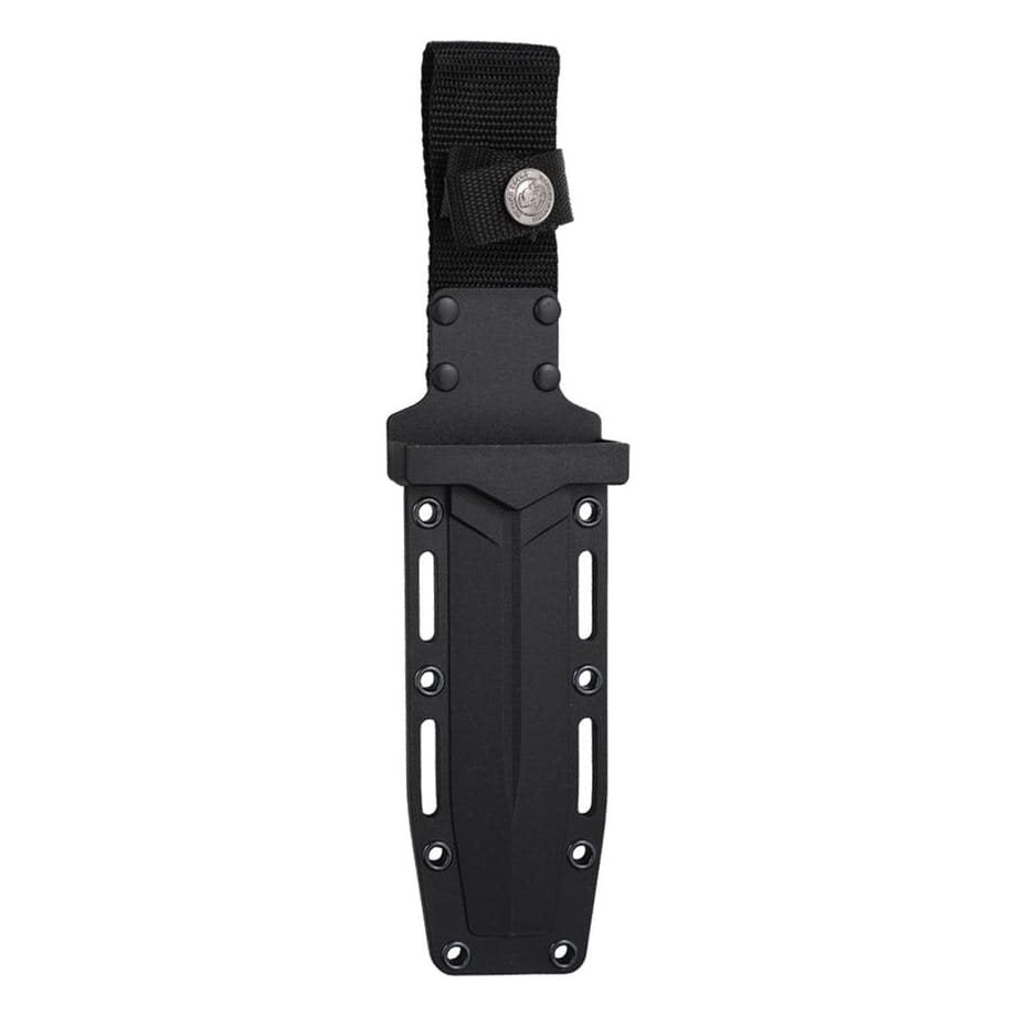 Daga MARINES negra con funda, hoja fija full-tang