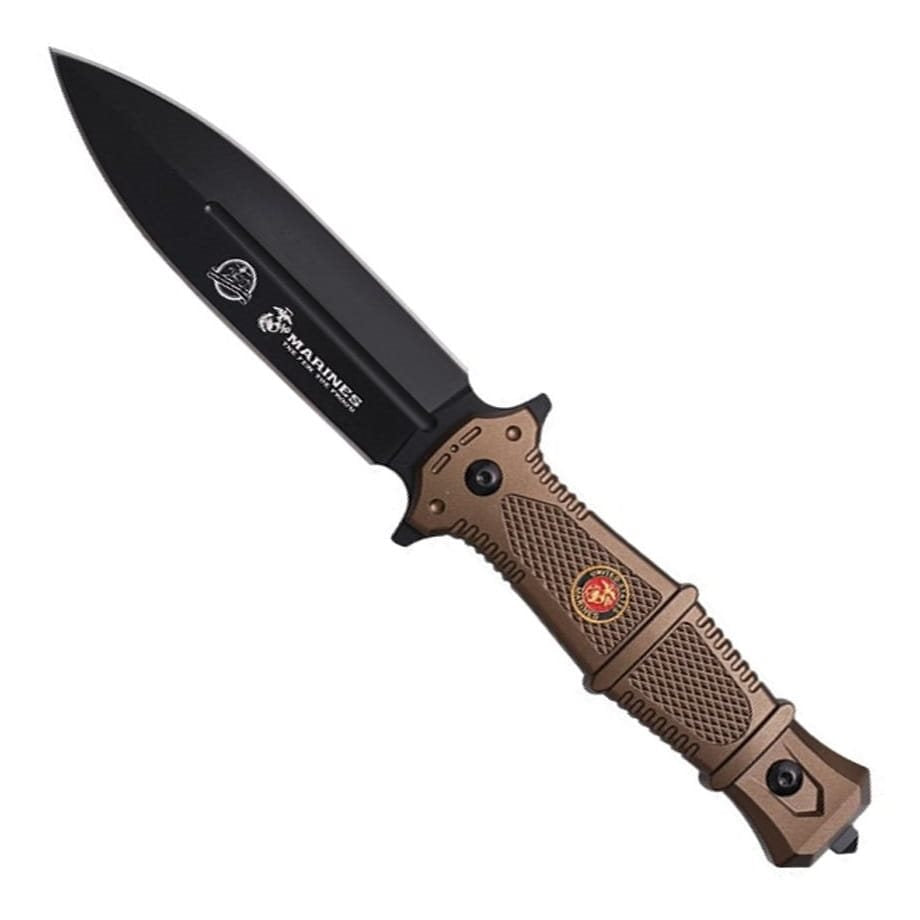 Daga USMC negra full-tang con funda y emblema licenciado