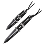 Set de 2 dagas USMC negras con empuñadura envuelta en paracord