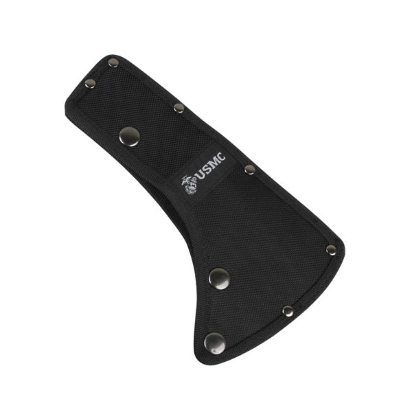Hacha USMC Elite negra con emblema en hacha y funda, kit de supervivencia en el mango, cuerda en el extremo, 37 cm