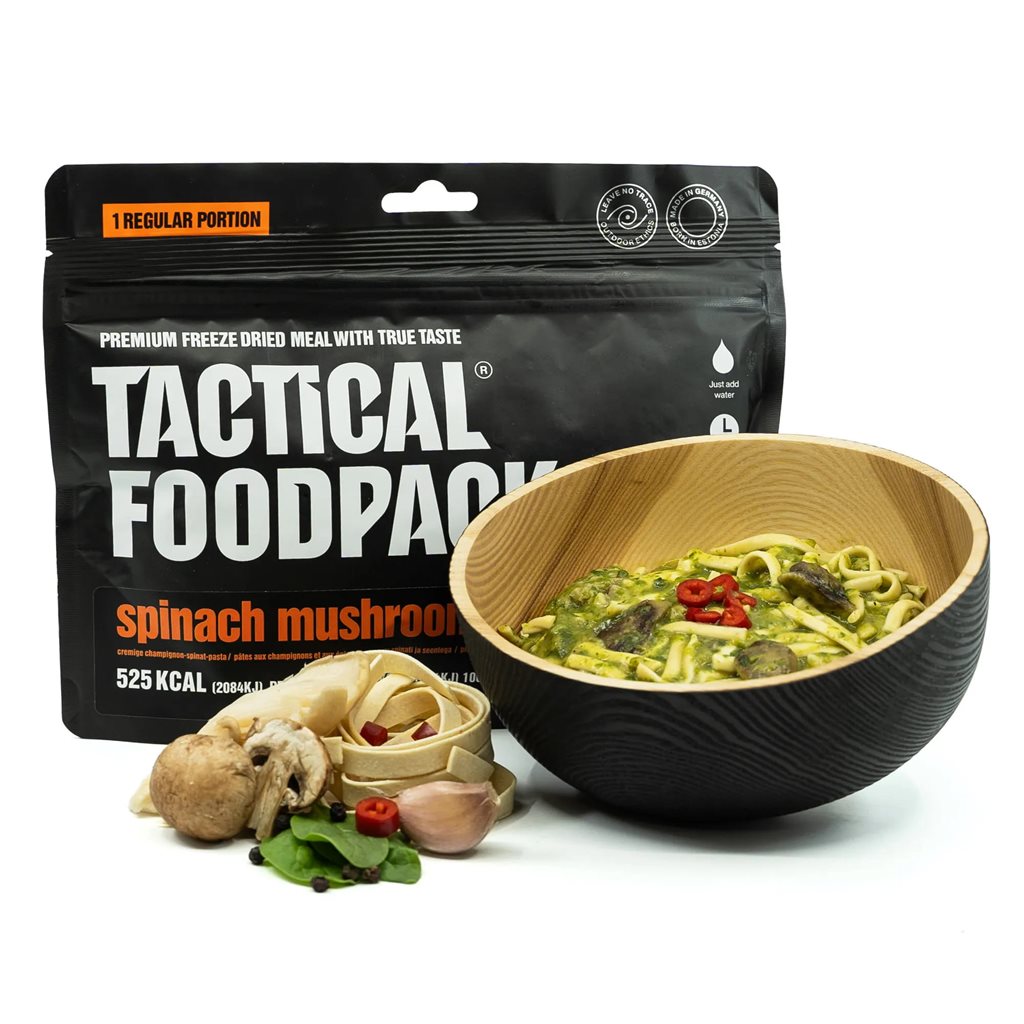 Paquete de comida liofilizada TACTICAL FOODPACK pasta con espinacas y setas