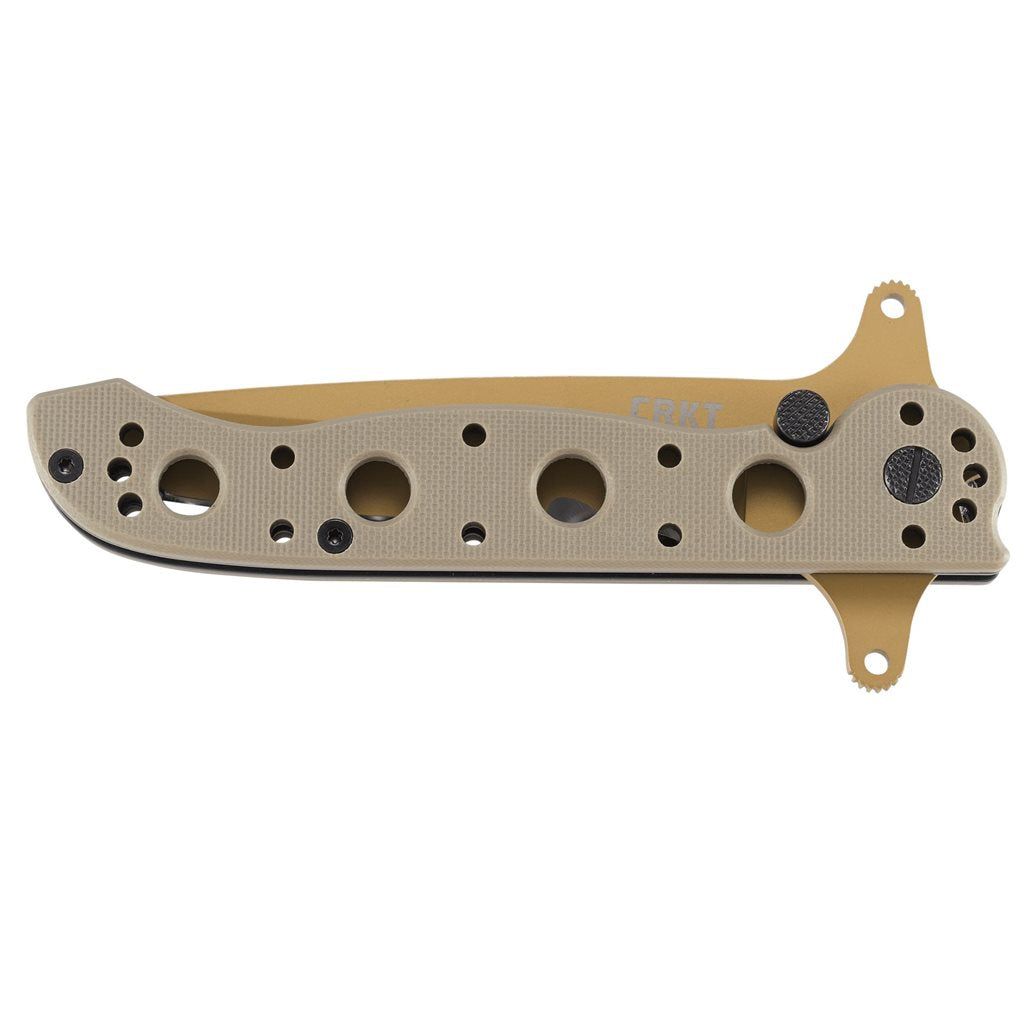 Cuchillo plegable CRKT M16 Special Forces Desert con filo combinado y empuñadura G10