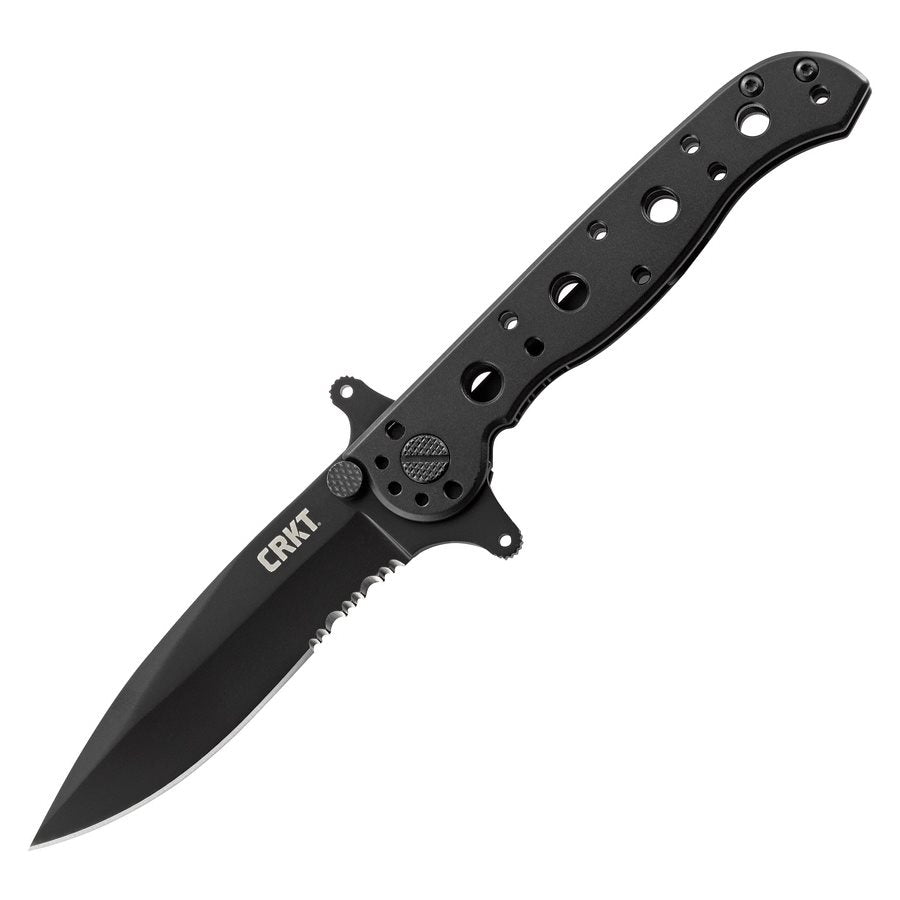 Nůž M21™-10KSF navaja plegable negra con hoja combinada (dentado 2 cm), mango metálico y clip de bolsillo