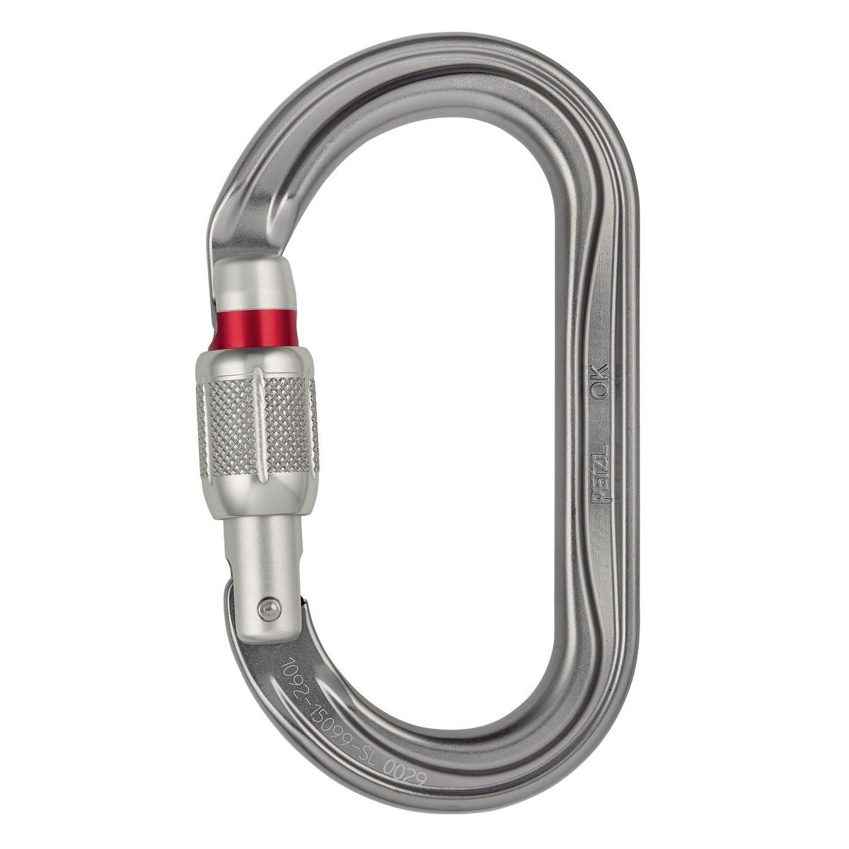 Mosquetón OK con seguro SCREW-LOCK, forma oval y resistencia 24 kN