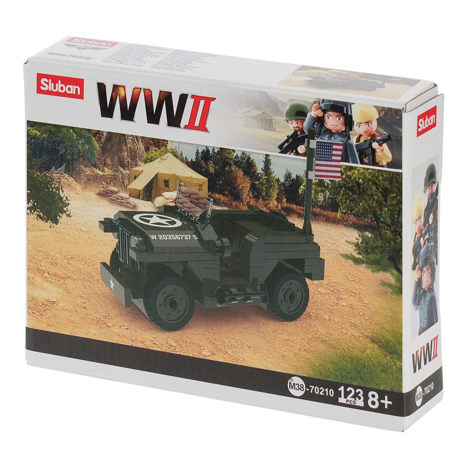 Kit construcción Jeep US Army Segunda Guerra Mundial, 123 piezas