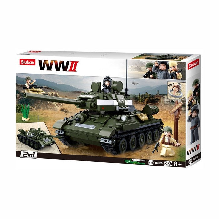 Maqueta del tanque T-34/85 con 347 piezas e incluye 2 minifiguras