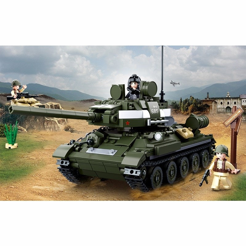 Maqueta del tanque T-34/85 con 347 piezas e incluye 2 minifiguras