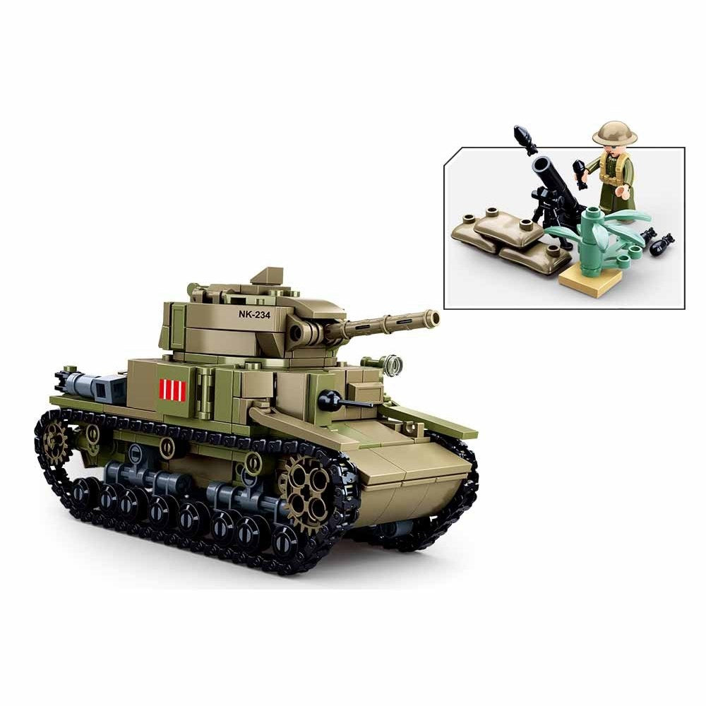 Stavebnice 2v1 tanque italiano mediano SLUBAN, 463 piezas y 2 figuras