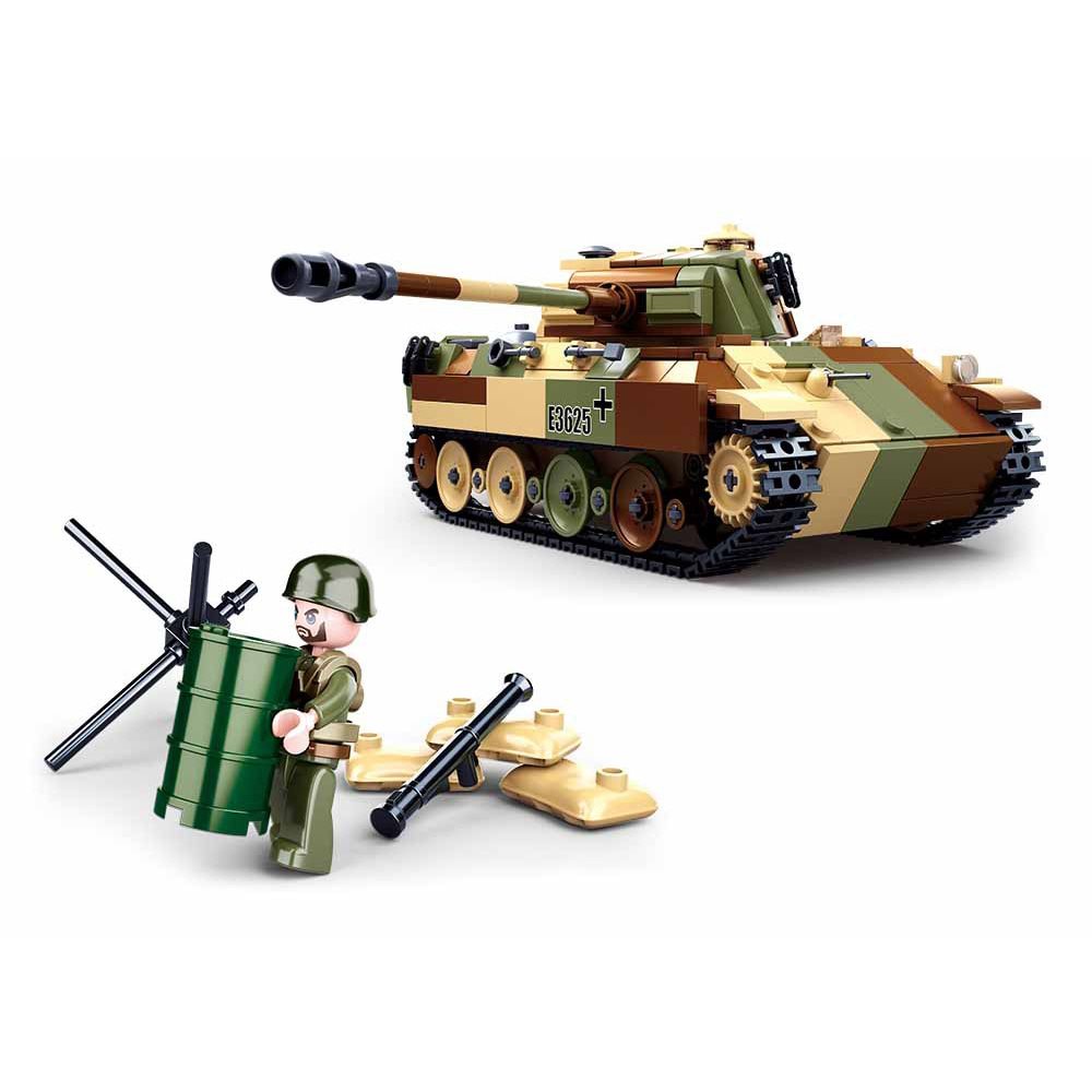 Set construcción Tanque Panther 2 en 1, 725 piezas y 3 figuras