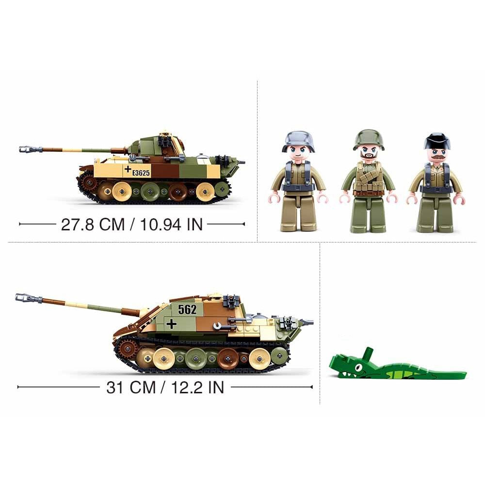 Set construcción Tanque Panther 2 en 1, 725 piezas y 3 figuras