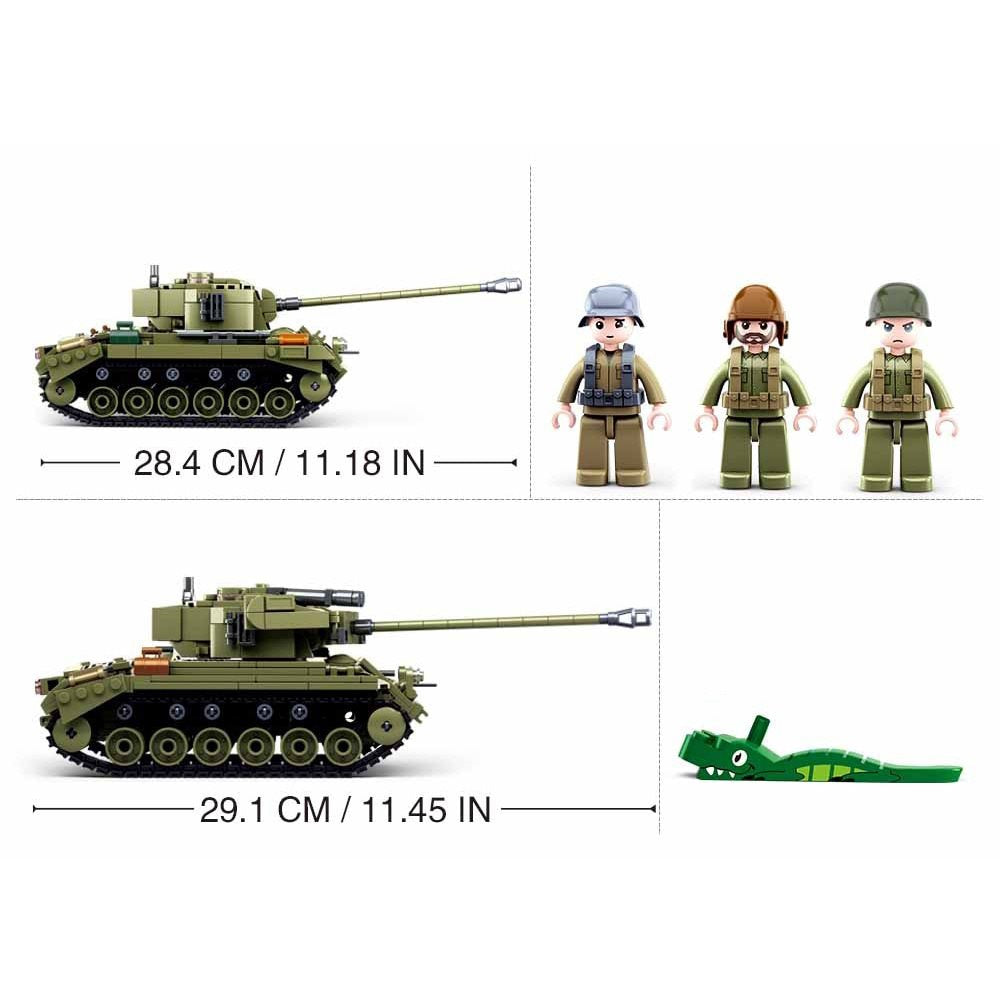 Set construcción tanque M26 Pershing 2 en 1, 742 piezas y 3 figuras, versión Super Pershing