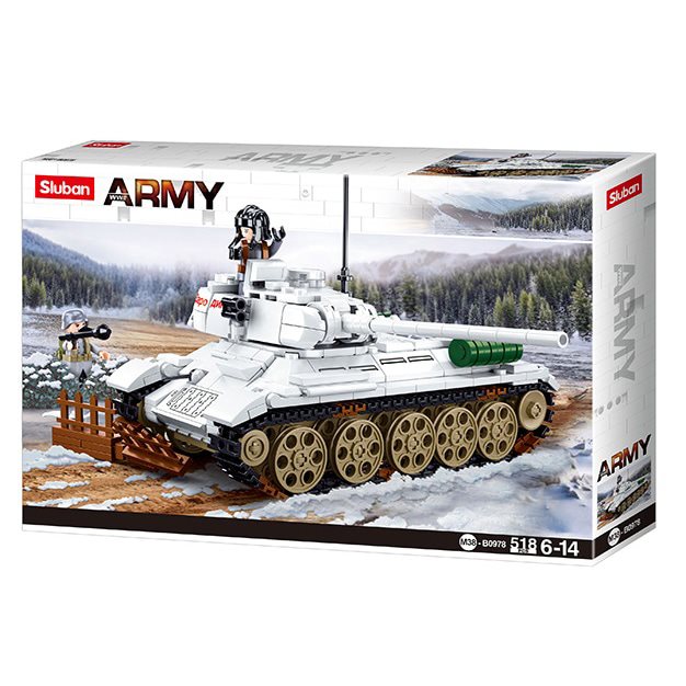 Maqueta tanque T-34/85 blanco con 518 piezas y 2 figuras