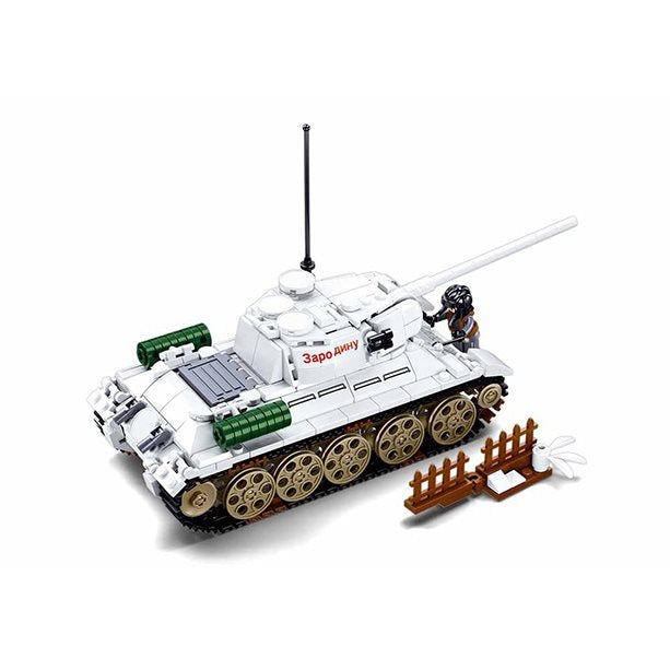 Maqueta tanque T-34/85 blanco con 518 piezas y 2 figuras