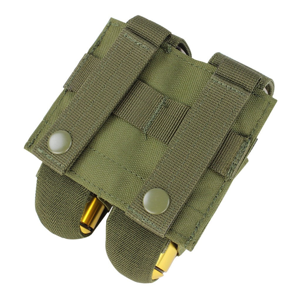 Bolsa MOLLE para dos cartuchos de 40 mm en color verde, doble compartimento