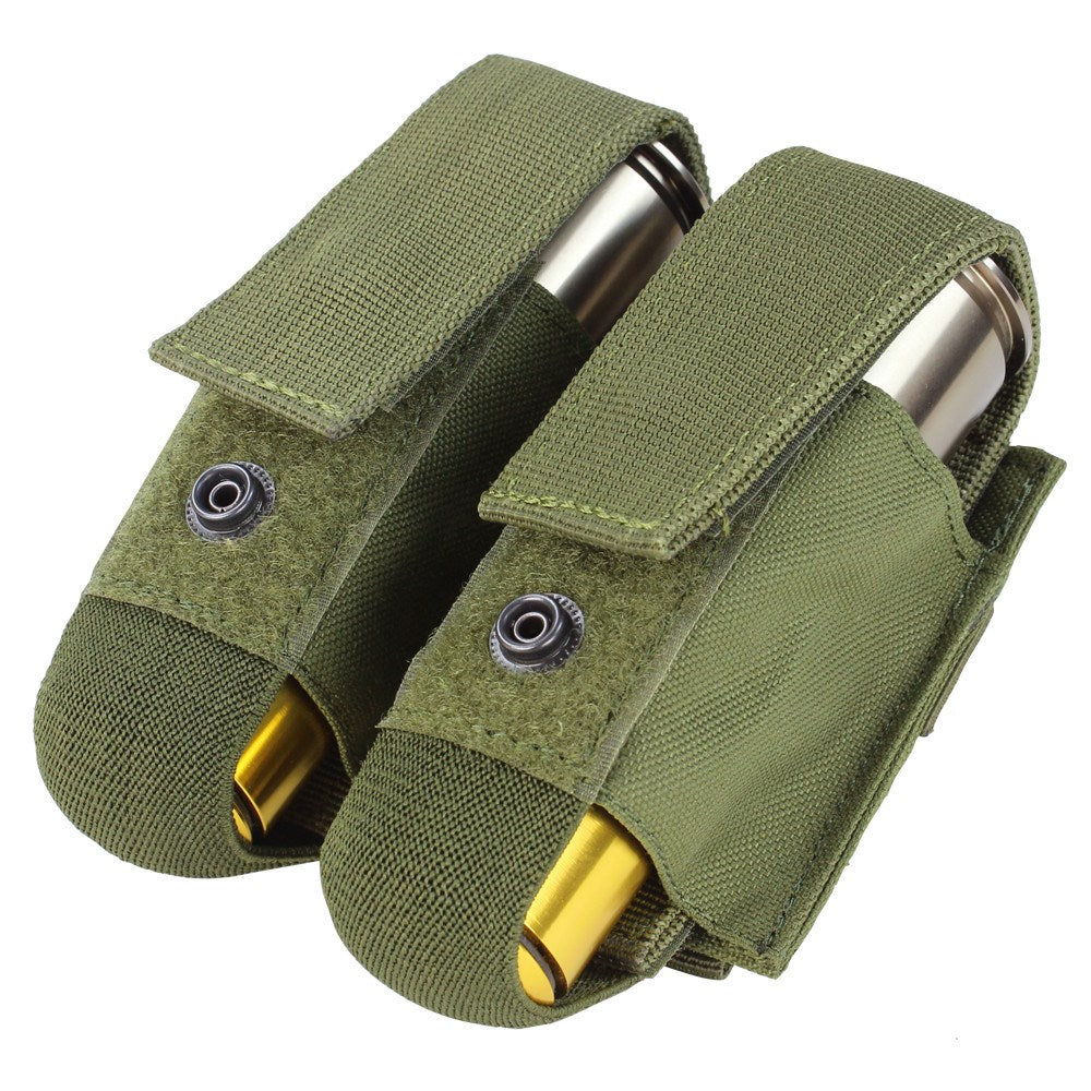 Bolsa MOLLE para dos cartuchos de 40 mm en color verde, doble compartimento