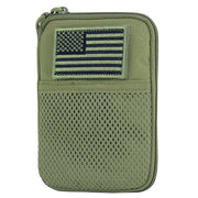 Funda MOLLE universal verde con parche USA, cierre de cremallera y tres bolsillos interiores