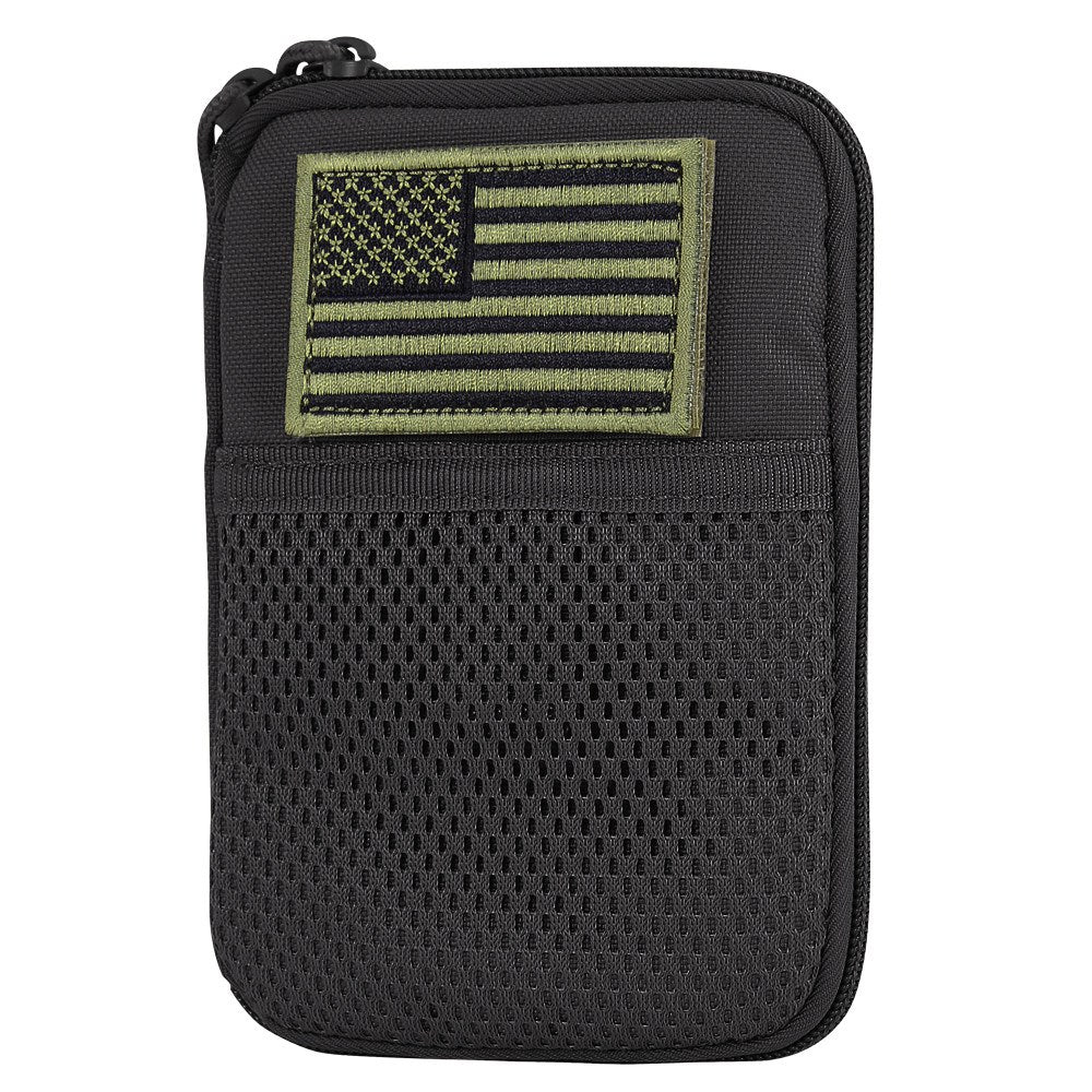 Funda MOLLE universal verde con parche USA, cierre de cremallera y tres bolsillos interiores