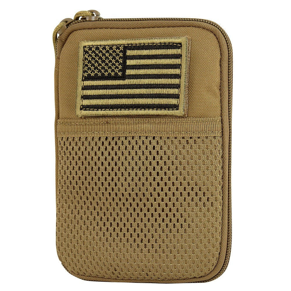 Funda MOLLE universal verde con parche USA, cierre de cremallera y tres bolsillos interiores