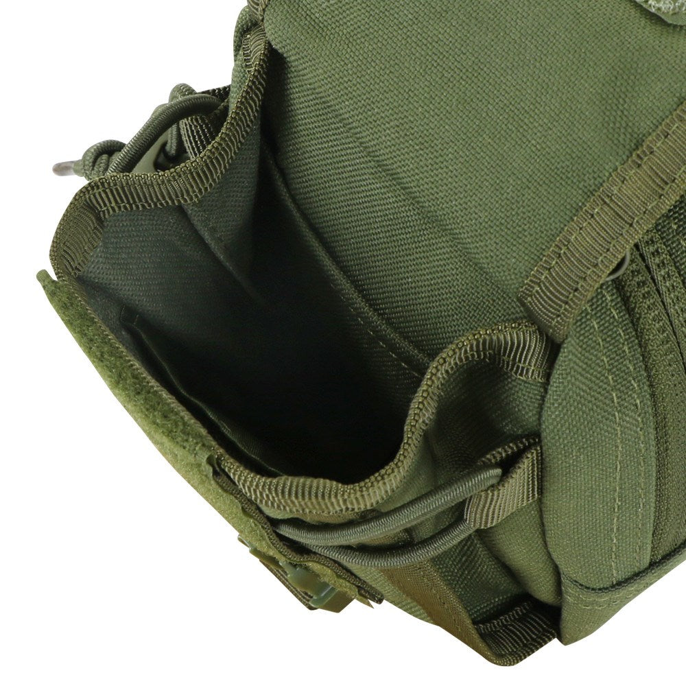 Funda MOLLE utilitaria pequeña verde, 14 x 10 x 6 cm, con cremallera y bolsillo frontal