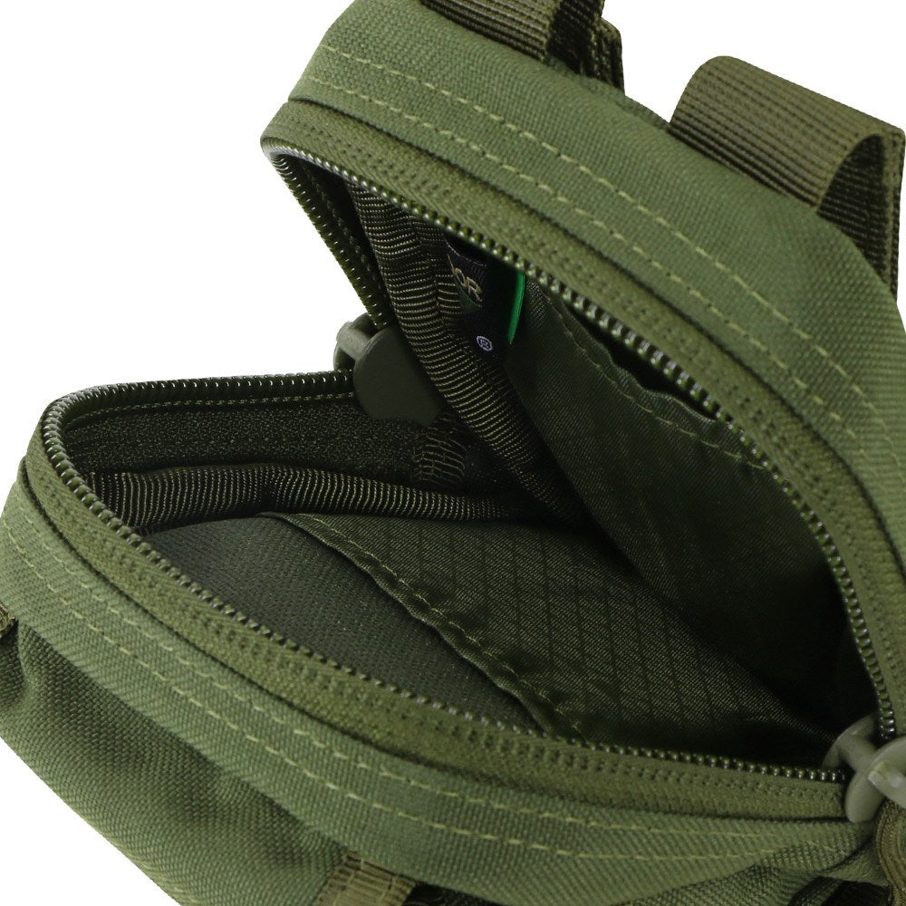 Funda MOLLE utilitaria pequeña verde, 14 x 10 x 6 cm, con cremallera y bolsillo frontal
