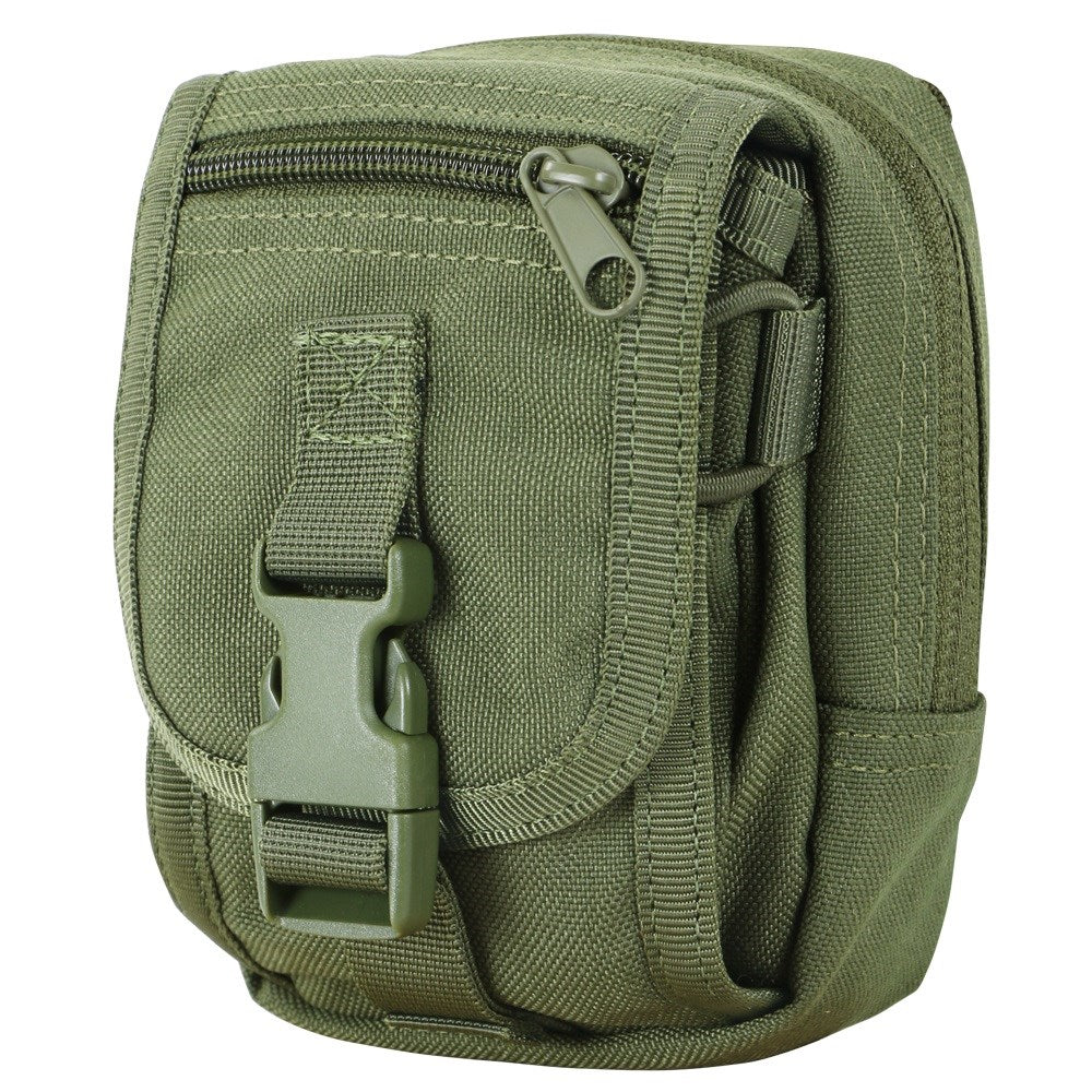Funda MOLLE utilitaria pequeña verde, 14 x 10 x 6 cm, con cremallera y bolsillo frontal