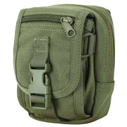 Funda MOLLE utilitaria pequeña verde, 14 x 10 x 6 cm, con cremallera y bolsillo frontal
