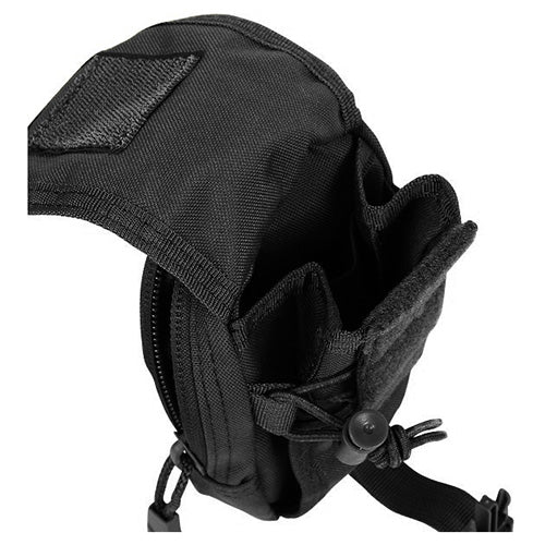 Funda MOLLE utilitaria pequeña verde vista frontal con cierre de cremallera y correa de compresión