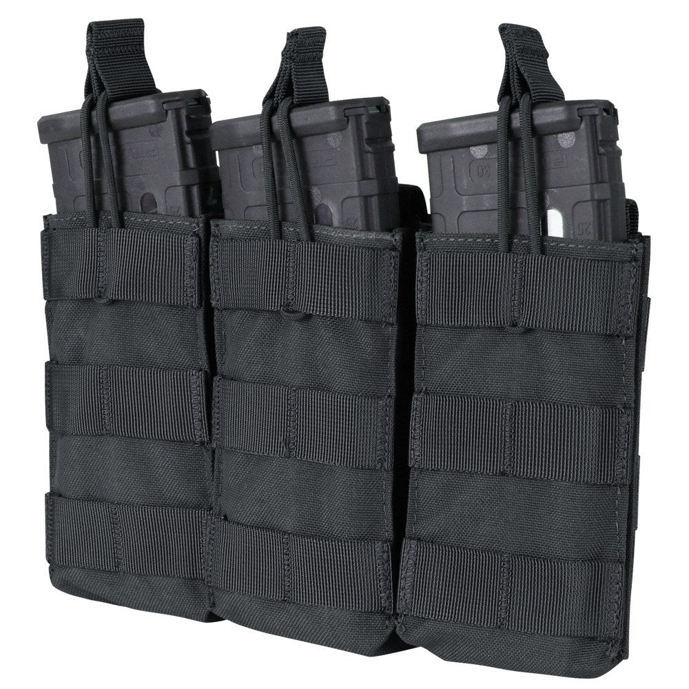 Funda MOLLE triple para 3 cargadores M4, abierta, color verde
