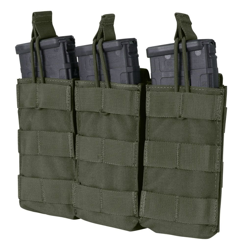 Funda MOLLE triple para 3 cargadores M4, abierta, color verde