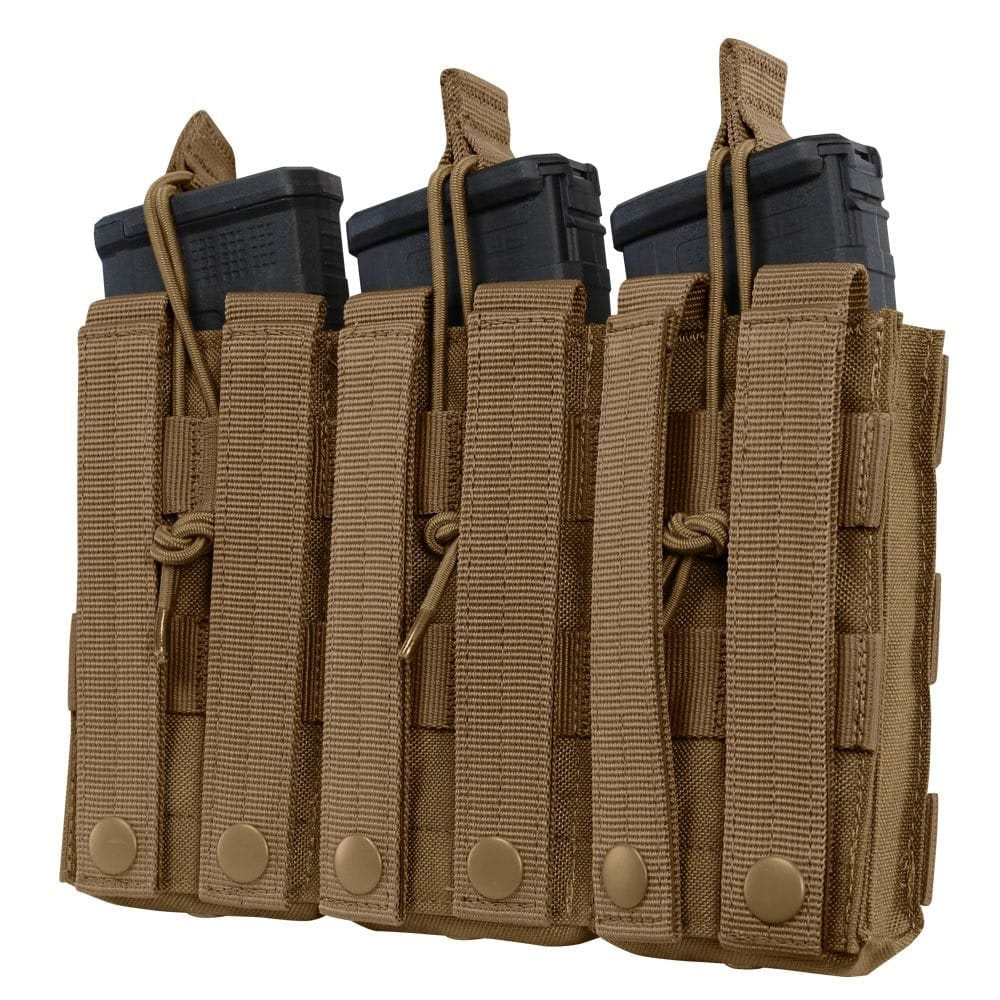 Funda MOLLE triple para 3 cargadores M4, abierta, color verde